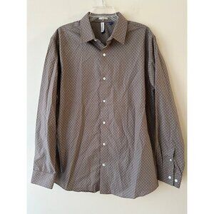 Artefact Mens Slim Fit Long Sleeve Button-Up Shirt Brown/Gray Size L Preppy NWOT